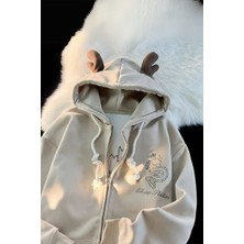 Krem Dragon Baby Kapüşonlu Unsiex Hırka