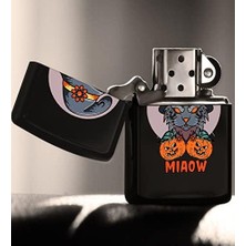 Bk Happy Halloween Tasarımlı Renkli Baskılı Siyah Benzinli Metal Çakmak