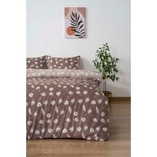 Kahve Papatya Çift Kişilik Nevresim Takımı Pamuklu