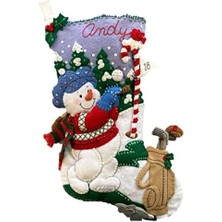 Bucilla, Golf Kardan Adam 45,72 cm Keçe Aplike Çorap Yapma Seti, Kendin Yap Tatil Iğne Noktası Sanat ve El Sanatları Için Mükemmel, 89474E, Osfa