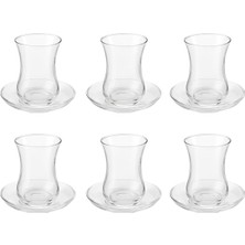 12 Parça Klasik Çay Seti – 6 Çay Bardağı ve 6 Çay Tabağı, Şeffaf Cam, 8 cm Bardak, 10 cm Tabak, Şık ve Dayanıklı Tasarım