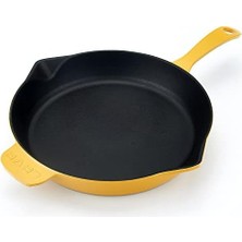 Spring Serisi, Döküm Kızartma Tavası, Yuvarlak, 28 Cm, Mat, Parlak Siyah Taban, Sarı