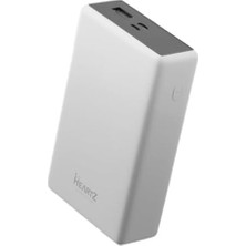 H002 20000 Mh Pd 30W ve USB 22.5W Fast Hızlı Şarj Dahili Type C ve Lightning Kablolu Dünya Standartlarına Uygun Polymer Batarya Birebir Amper Powerbank (Beyaz)