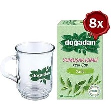 Doğadan Yeşil Çay Yumuşak Içimli 20'li x 8 ve Doğadan Cam Bardak Hediyeli