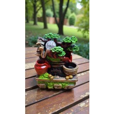 Genel Su Değirmeni Dekoratif LED Işıklı Şelale Biblo Hediyelik Doğa Temalı