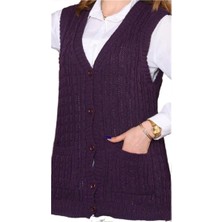 El@Ma Kadın Triko Orlon Standart Mor Yelek