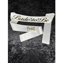 SırmalıHome 2 Parça Gold 'bride To Be' Yazılı Beyaz Saten Kemer 'bride' Metal Taç Seti Bekarlığa Veda