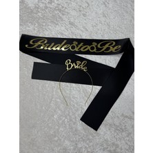 SırmalıHome 2 Parça Gold 'bride To Be' Yazılı Siyah Saten Kemer 'bride' Metal Taç Seti Bekarlığa Veda
