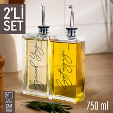Trend Maison Cam Yağlık Sirkelik Mutfak Şişe Seti Sızdırmaz Paslanmaz Kapaklı 750 ml 2 Adet