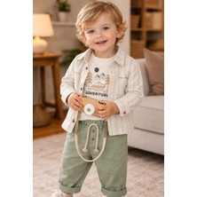 Baby Hola Araba Baskılı Müslin Kumaş Erkek Bebek Üçlü Takım Set Babyhola 2215