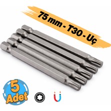Badem10 T30 Bits Uç 75 mm Güçlü Tayvan Çeliği Mıknatıslı Tork Torx Manyetik 1/4" Matkap Ucu 7.5 cm Uzunluk