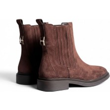 Ne&Ve Shoes Kahve Kadife Iki Yandan Lastikli ve Tokalı Kadın Chelsea Bot