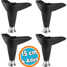 Nzb 4 Adet Ayarlanabilir Robot Süpürgeye Uygun Mobilya Kanepe Baza Ayağı Plastik Siyah-Krom 15 cm