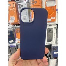 Elixem İphone 13 İphone 14 İphone 15 Uyumlu Lacivert Rubber Silikon Esnek Kamera Kısmı Açık Kılıf