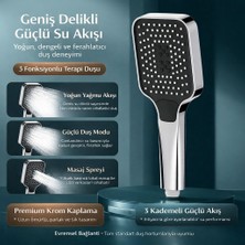 Suvia Gümüş 3 Kademeli Duş Başlığı – Yüksek Basınçlı, Büyük Su Verimli, Darbe & Yağmur Modlu