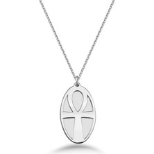 Mavili Gümüş Ankh Gümüş Kolye