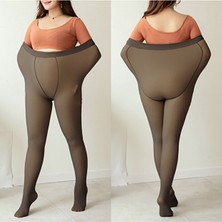 Pera Fitol Büyük Beden Sıcacık Tutan Içi Peluş Ince Ten Görünümlü Peluş Külotlu Çorap