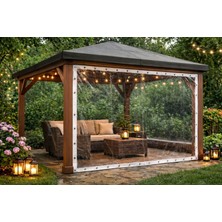 Çadır Avm Şeffaf Pvc Branda Kuşgözlü Kapsüllü 0.8 mm - Kamelya, Balkon, Teras, Perde & Rüzgâr Kesici