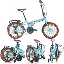 Carraro Flexi 121 20 Jant Katlanır Bisiklet | 35 cm Kadro | 21 Vites | V-Fren | Mat Turkuaz Siyah Bakır | Blc Bisiklet