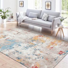 Hepta Collection Latte Dizayn Laray Desenli Pamuk Tabanlı Yıkanabilen Kaydırmaz Antibakteriyel Salon Halısı 100X300