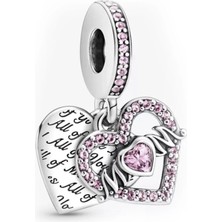 Nur Silver Heart Mom Dangel Gümüş Charm NUR-BL00289
