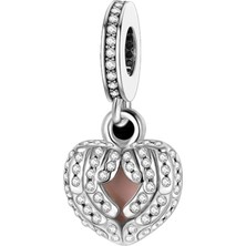 Nur Silver Melek Kanatlı Kalp Gümüş Charm NUR-BL00292
