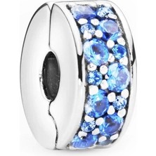 Nur Silver Mavi Taşlı Klips Gümüş Charm NUR-BL00293
