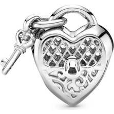Nur Silver Love You Heart Padlock Gümüş Charm NUR-BL00302