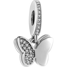 Nur Silver Çift Taraflı Kelebek Gümüş Charm NUR-BL00309
