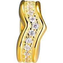 Nur Silver Gold Renk İnce Taşlı Gümüş Charm NUR-BL01013