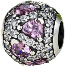 Nur Silver Pembe Kalpli Gümüş Charm NUR-BL12441