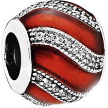 Nur Silver Beyaz Taşlı Dalga Tılsımı Gümüş Charm NUR-BL12459