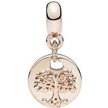 Nur Silver Rose Renkli Sallantılı Hayat Ağacı Gümüş Charm NUR-BL12411
