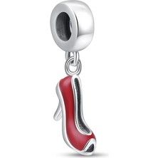 Nur Silver Sallantılı Kırmızı Ayakkabı Gümüş Charm NUR-BL01033