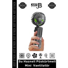 Just B7ack #minivantilatör 3 Kademe 1200 Mah Şarjlı Taşınabilir Su Hazneli Püskürtmeli Mini Klima Vantilatör