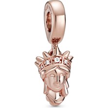 Nur Silver Rose Renk Özgürlük Heykeli Gümüş Charm NUR-BL12412
