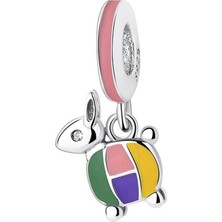 Nur Silver Sallantılı Renkli Tavşan Gümüş Charm NUR-BL08806