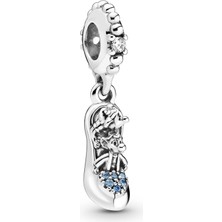 Nur Silver Sindirella Ayakkabısı Ve Fareler Sallantılı Gümüş Charm NUR-BL06609