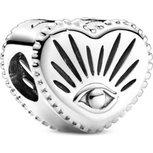 Nur Silver Eye Heart Gümüş Charm NUR-BL00088