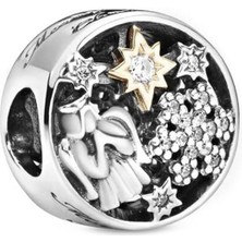 Nur Silver Melek Detay Yuvarlak Gümüş Charm NUR-BL00116