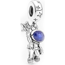 Nur Silver Galaksideki Astronot Gümüş Charm NUR-BL00316