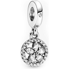 Nur Silver Taşlı Çiçek Sallantılı Gümüş Charm NUR-BL00318
