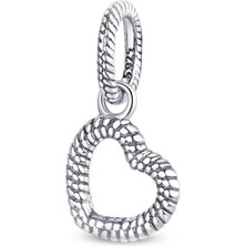 Nur Silver İçi Boş Kalp Gümüş Charm NUR-BL00329