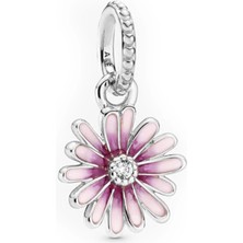 Nur Silver Pembe Detay Papatya Gümüş Charm NUR-BL00346