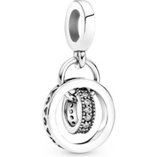 Nur Silver İç İçe Halkalar Sallantılı Gümüş Charm NUR-BL00348