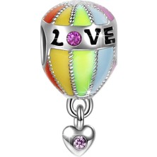 Nur Silver Love Renkli Balon Gümüş Charm NUR-BL09084