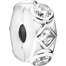 Nur Silver Kare Ve Yuvarlak Detay Durdurucu Gümüş Charm NUR-BL00483