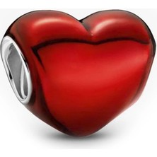 Nur Silver Kırmızı Kalp Gümüş Charm NUR-BL01180