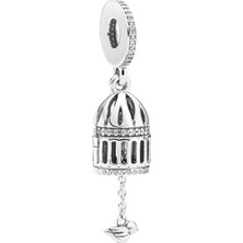 Nur Silver Kuş Kafesi Gümüş Charm NUR-BL01209