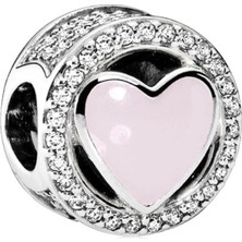Nur Silver Pembe Kalp Gümüş Charm NUR-BL01156